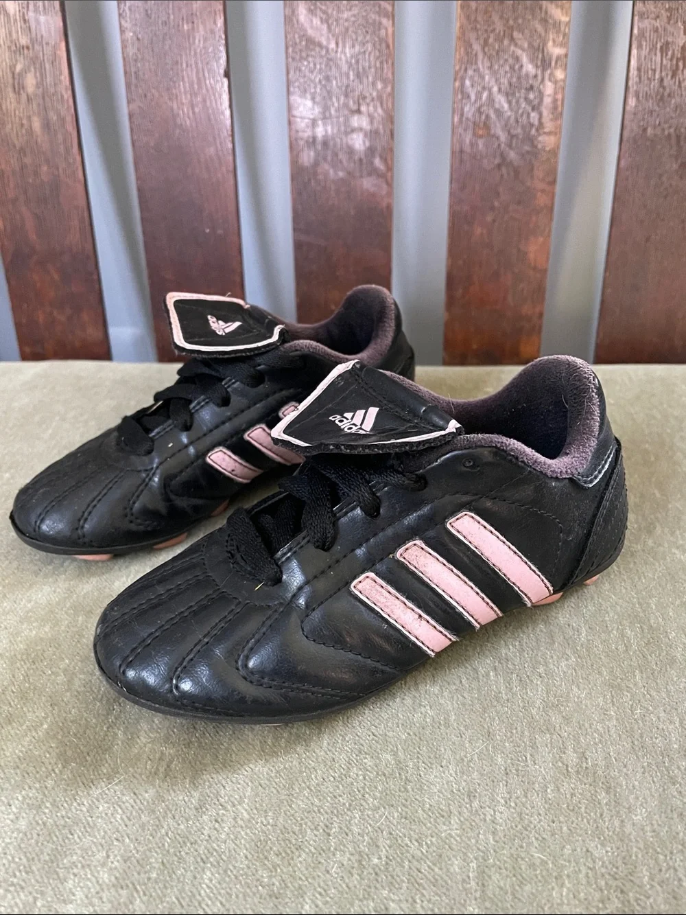 adidas Kids Black Sneakers with Pink Stripes